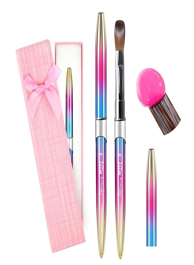 ZoCCee Acrylic Nail Brush - 100% Kolinsky Sable Hair Brush for Acrylic Application - Professional Salon-Grade Tools with Box for Nail Art, Extensions & 3D Carving (Gradient, #8) - Image 1